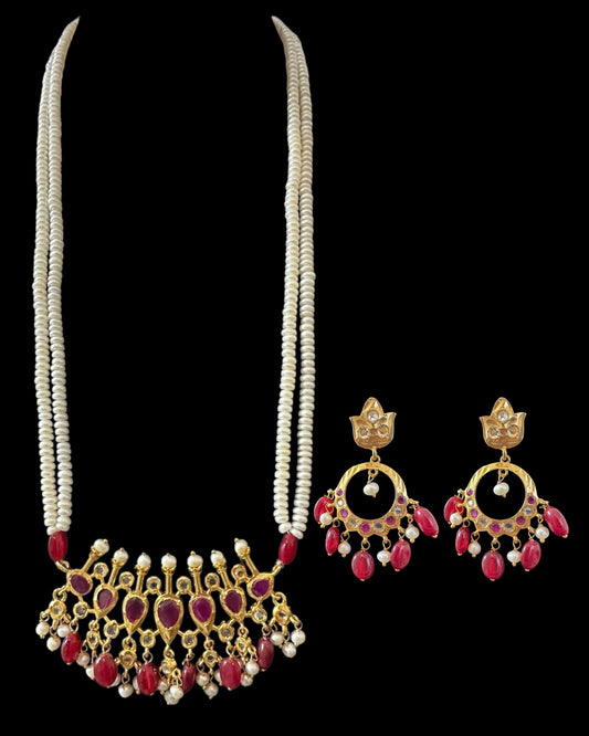 PS558 Hyderabadi / Nizami tirmani in fresh water pearls with chandbali( READY TO SHIP )