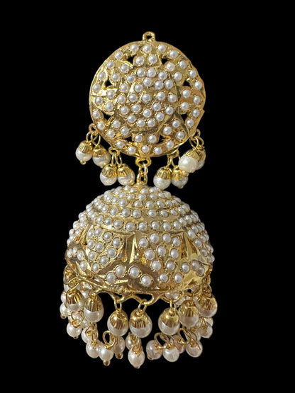 DER795 Jadau jhumka in pearls ( SHIPS IN 3 WEEKS )