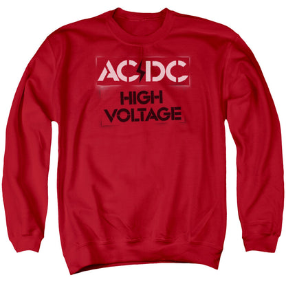 Acdc High Voltage Stencil Mens Crewneck Sweatshirt Red