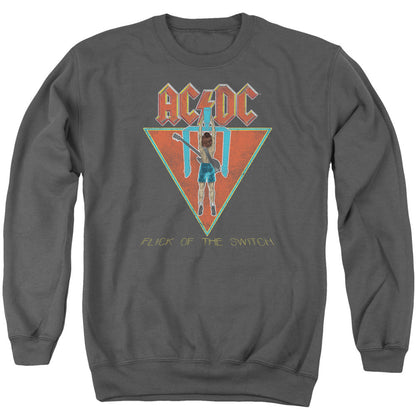 Acdc Flick Of The Switch Mens Crewneck Sweatshirt Charcoal