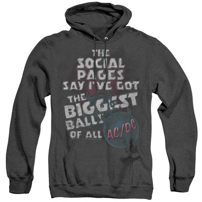 AC/DC Big Balls Mens Heather Hoodie Black Officially Licensed