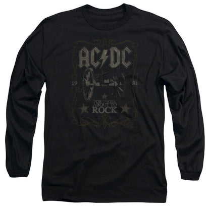 AC/DC Rock Label Mens Long Sleeve Shirt Black Officially Licensed