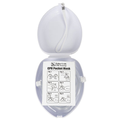 American CPR Pocket Mask, Plastic Case, Adult/Child/Infant with O2 Inlet