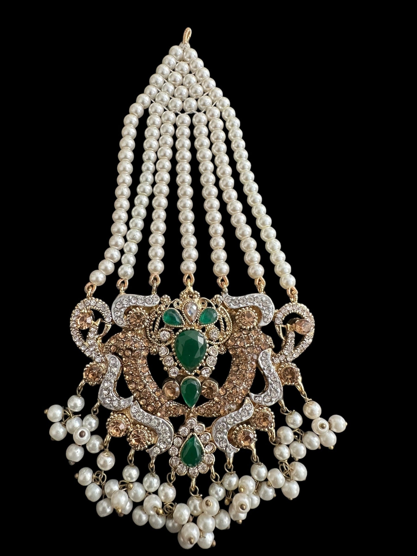 JTK18 Rehma jhoomar tika in green ( READY TO SHIP )