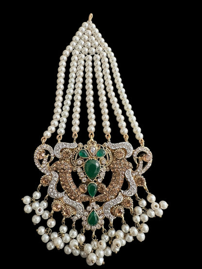 JTK18 Rehma jhoomar tika in green ( READY TO SHIP )