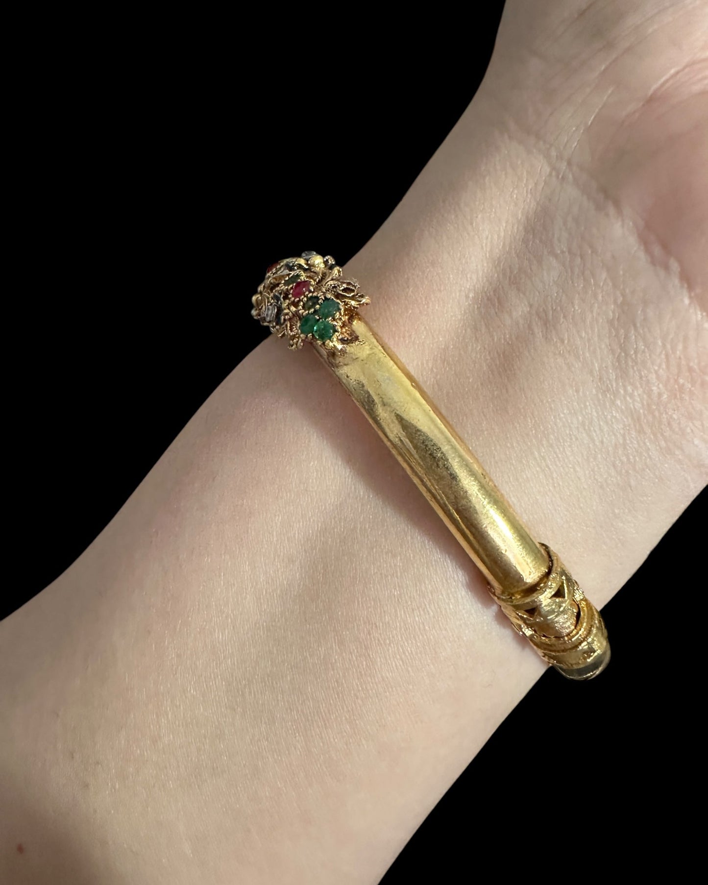 BG801 SALWA zircon bangles - ruby emerlad openable ( READY TO SHIP )