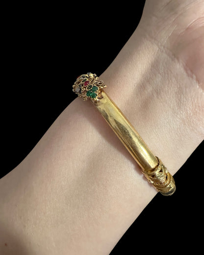 BG801 SALWA zircon bangles - ruby emerlad openable ( READY TO SHIP )