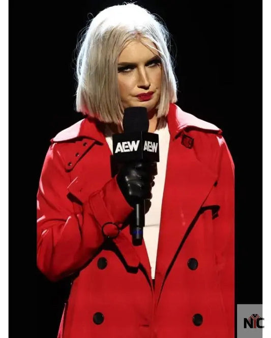 AEW Collision 2025 Toni Storm Red Wool Coat