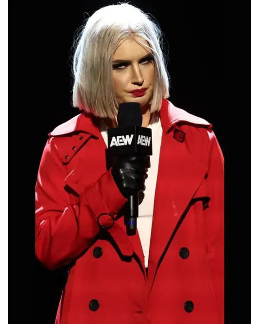 AEW Collision 2025 Toni Storm Red Wool Coat