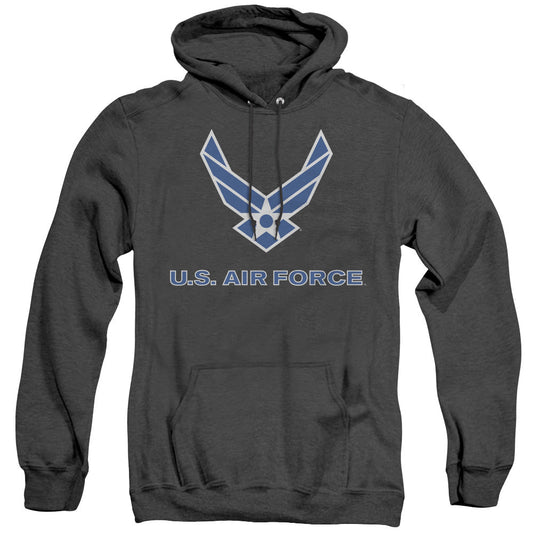 Air Force Logo Heather Mens Hoodie Black Officially Licensed