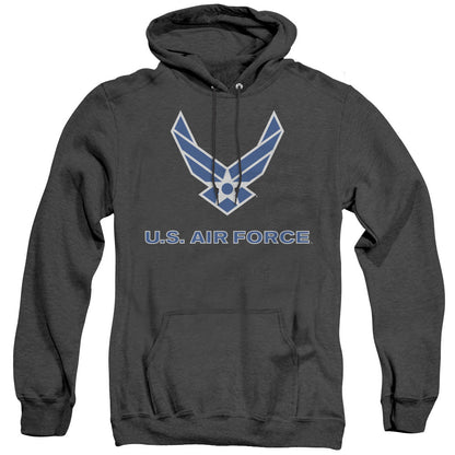 Air Force Logo Mens Heather Hoodie Black Officially Licensed