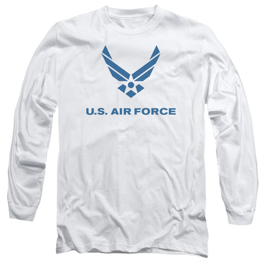 Air Force Distressed Logo Mens Long Sleeve Shirt White Officially Licensed
