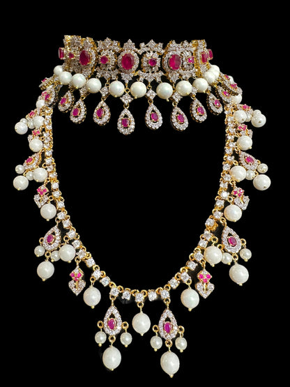 BR492 AMITA bridal set in ruby ( SHIPS IN 4 WEEKS )