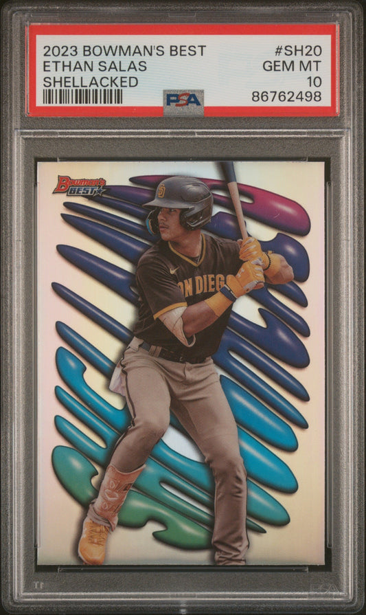 Graded 2023 Topps Bowmans Best Ethan Salas #SH20 Shellacked Rookie RC Baseball Card PSA 10 Gem Mint