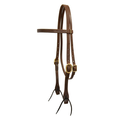 AJ Tack Oiled Harness Leather Straight Browband Headstall