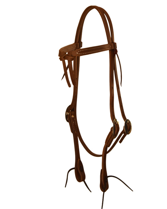 AJ Tack Oiled Harness Leather Knotted Browband Headstall