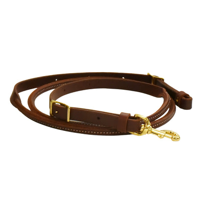 AJ Tack Latigo Leather Rolled Center Roper Reins - 3/4in x 7ft