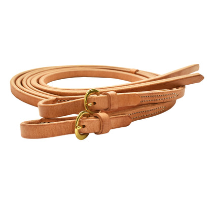 AJ Tack Harness Leather Buckle End Split Reins - 5/8in x 8ft