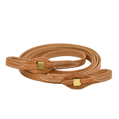 AJ Tack Harness Leather Brass Quick Change Roper Reins - 5/8in x 8ft