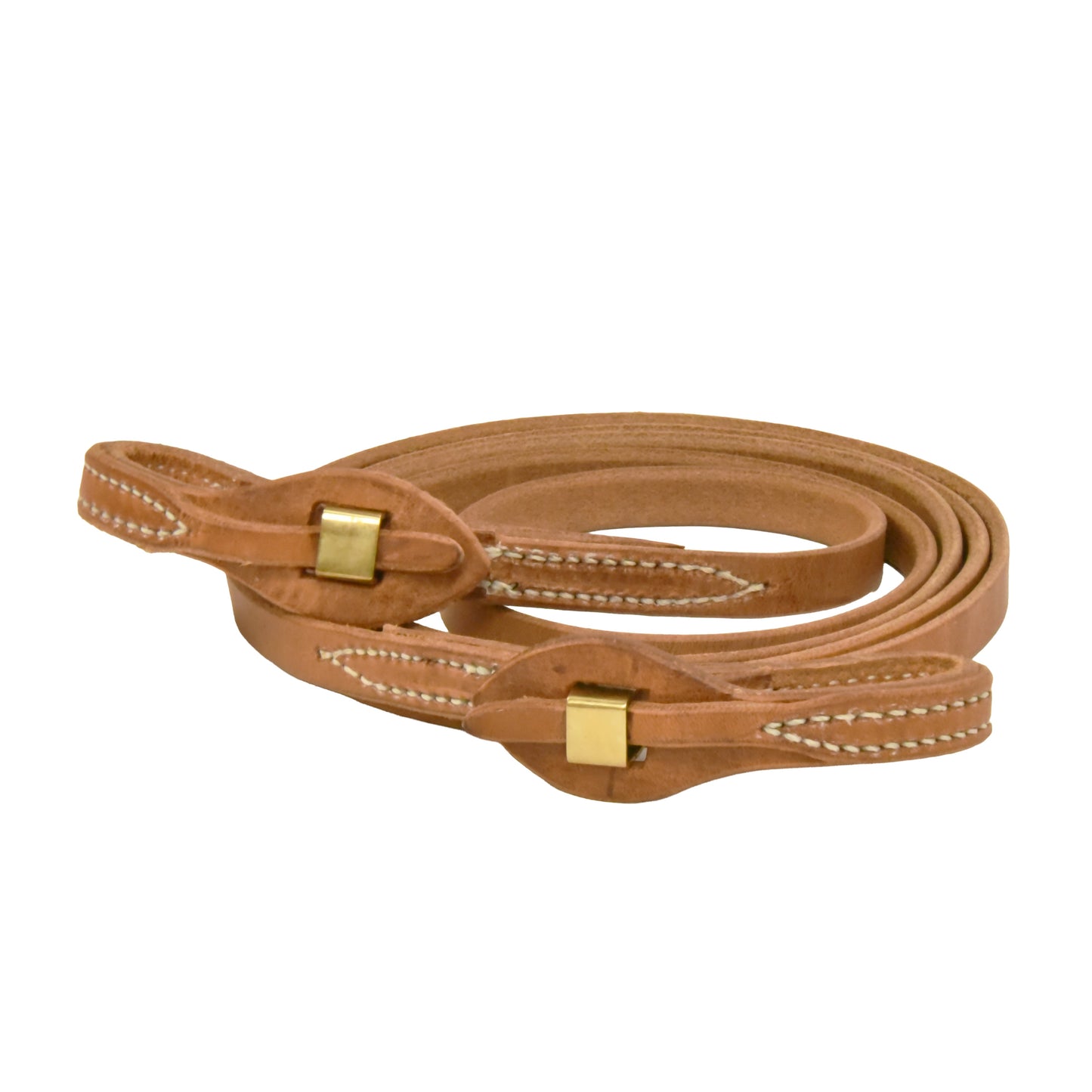AJ Tack Harness Leather Brass Quick Change Roper Reins - 5/8in x 8ft