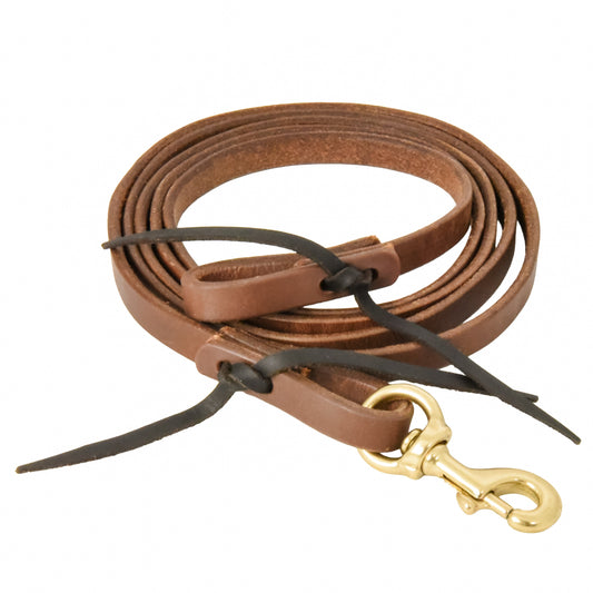 AJ Tack Oiled Harness Leather Flat Roper Reins - 5/8in x 8ft