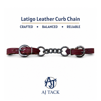 AJ Tack Latigo Leather Curb Chain, Made in the USA