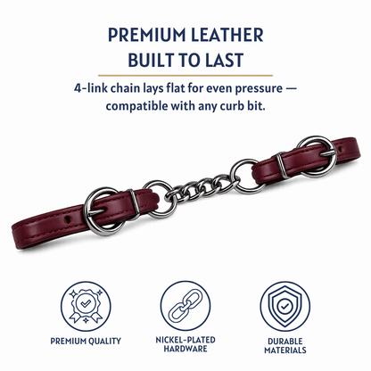 AJ Tack Latigo Leather Curb Chain, Made in the USA