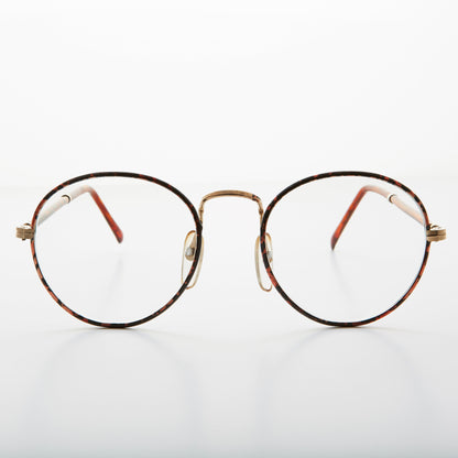 Preppy Round Clear Glass Lens Vintage Glasses - Alex