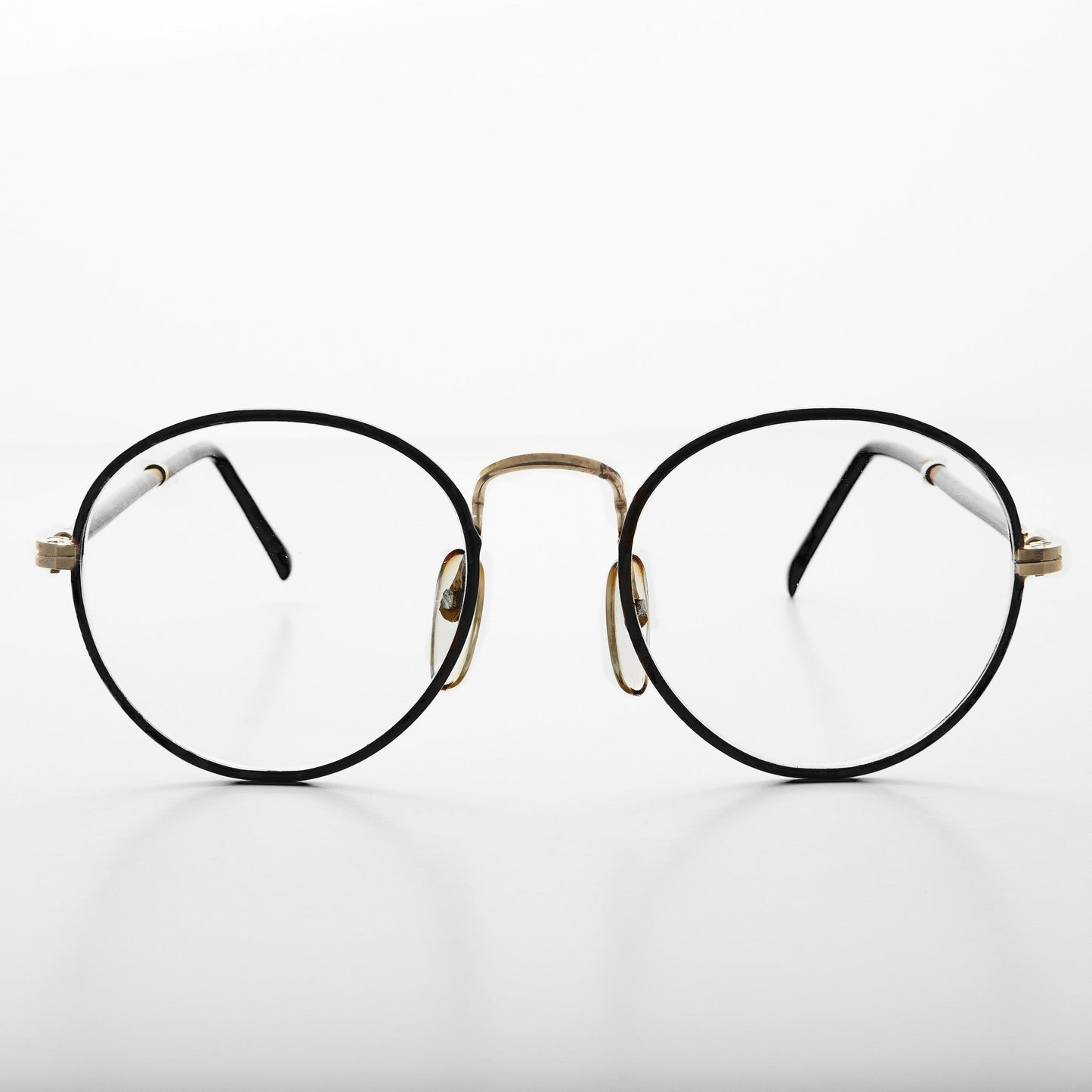 Preppy Round Clear Glass Lens Vintage Glasses - Alex