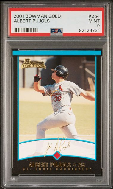 Graded 2001 Bowman Gold Albert Pujols #264 Rookie RC Baseball Card PSA 9 Mint