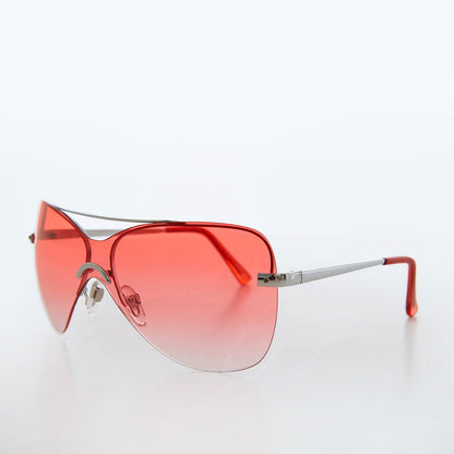 Curved Mono Lens Vintage Sunglasses - Pilar