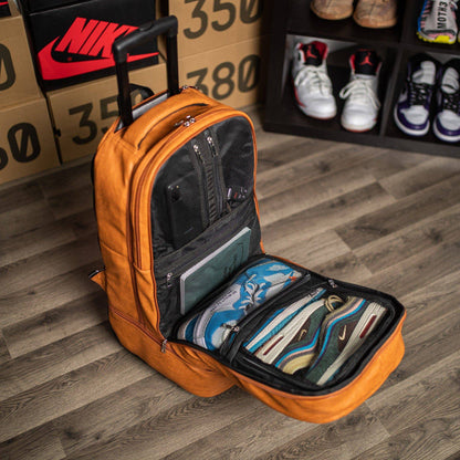 Brown Leather Roller Carry-on Set