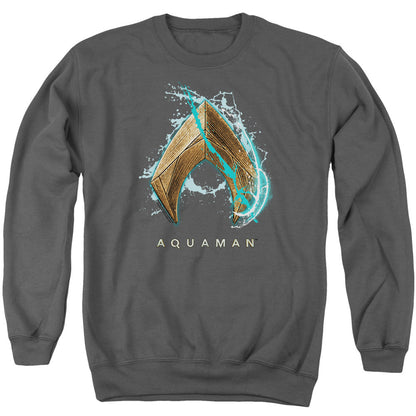 Aquaman Movie Water Shield Mens Crewneck Sweatshirt Charcoal Officially Licensed