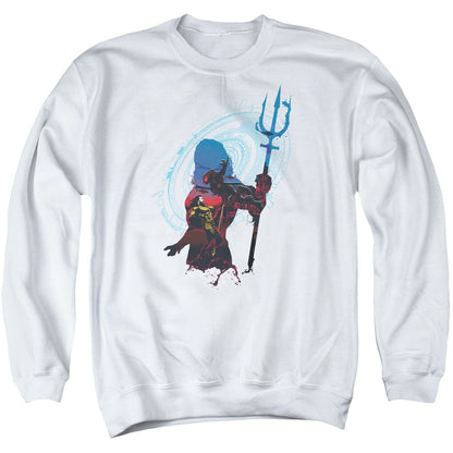 Aquaman Movie Silhouette Mens Crewneck Sweatshirt White Officially Licensed