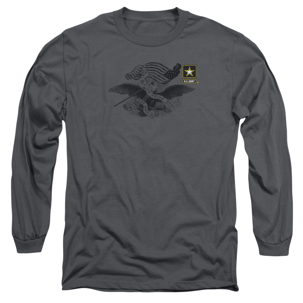Army Left Chest Mens Long Sleeve Shirt Charcoal Officially Licensed
