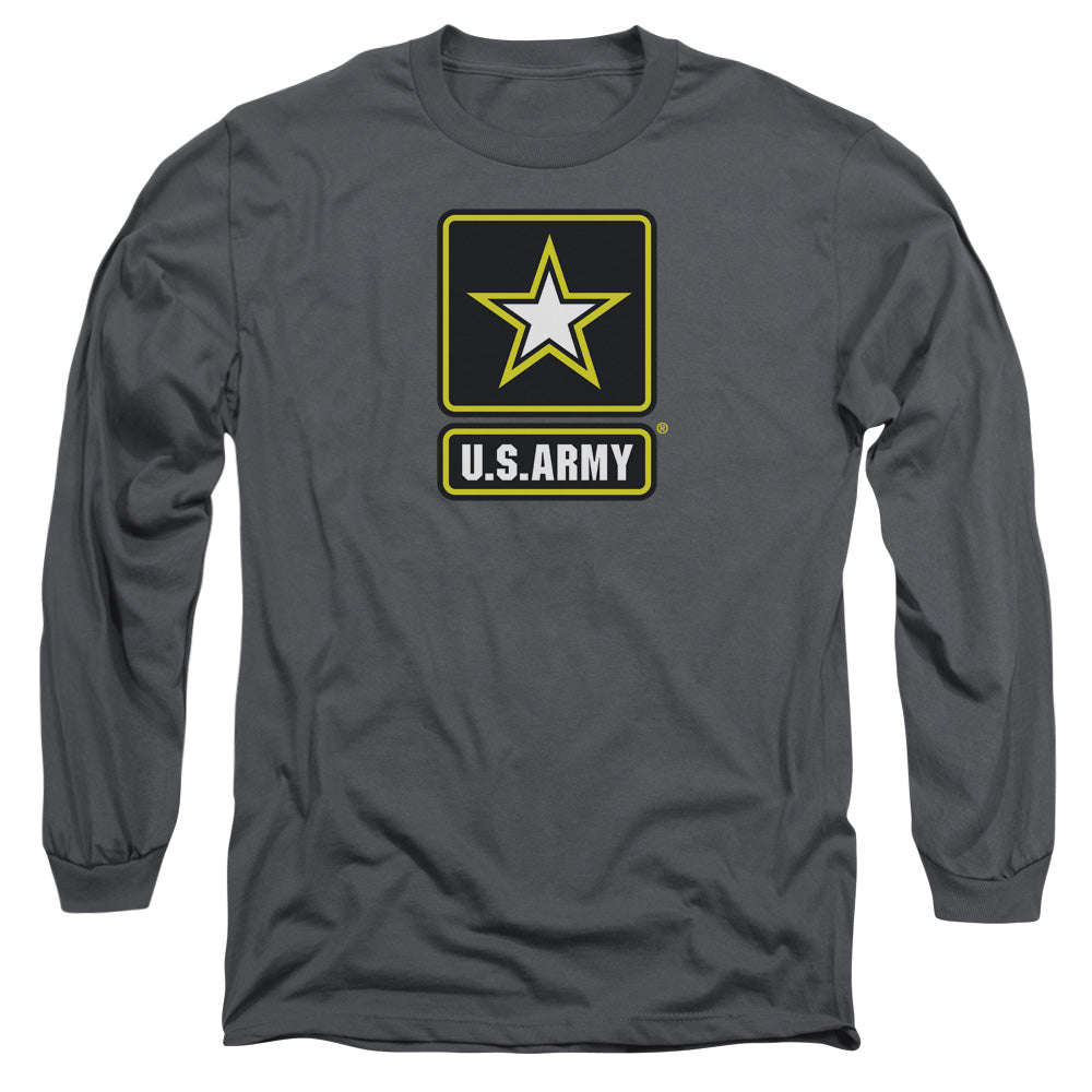 Army Logo Mens Long Sleeve Shirt Charcoal Officially Licensed