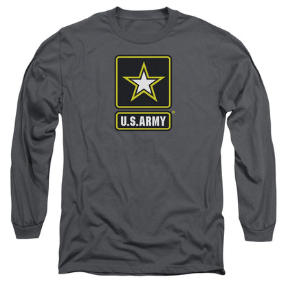 Army Logo Mens Long Sleeve Shirt Charcoal Officially Licensed