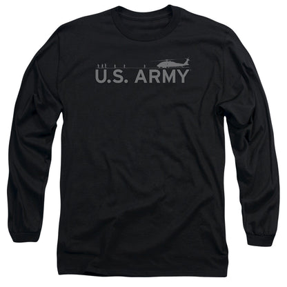 Army Helicopter Mens Long Sleeve Shirt Black Officially Licensed
