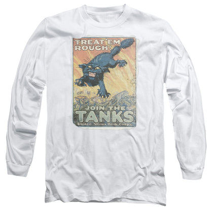 Army Treat Em Rough Mens Long Sleeve Shirt White Officially Licensed