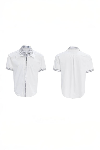 Deconstructed Stripe Shirt - Colorblock Layered Designer Top