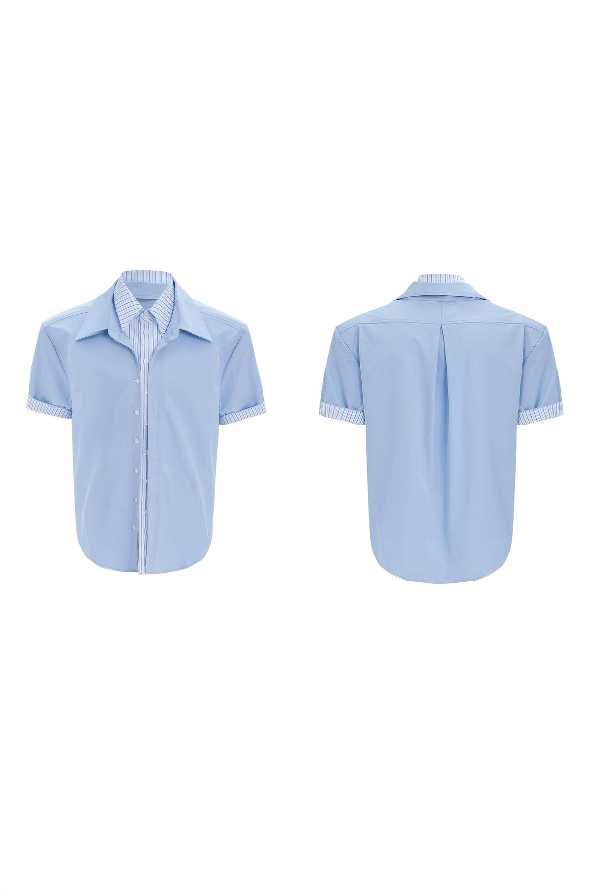Deconstructed Stripe Shirt - Colorblock Layered Designer Top