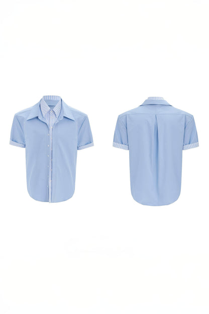 Deconstructed Stripe Shirt - Colorblock Layered Designer Top