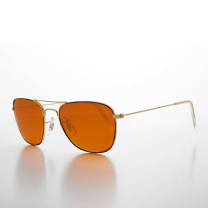 Small Square Amber Colored Lens Aviator - Areo