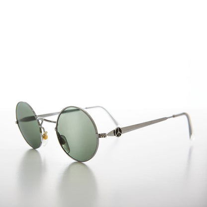 Round Sunglass with Peace Sign and Glass Lens - Arrow