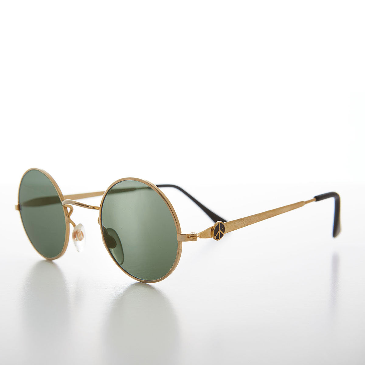 Round Sunglass with Peace Sign and Glass Lens - Arrow