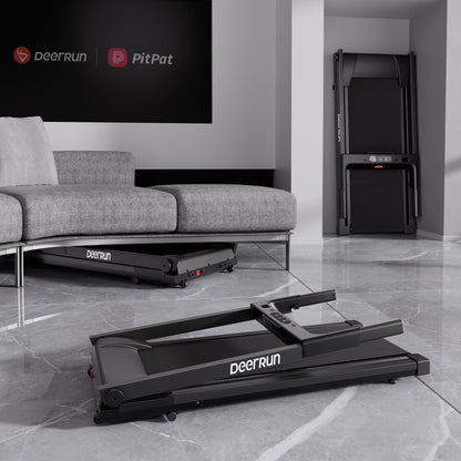 DeerRun All-New 2026 A1 Pro Move+ Smart Foldable Treadmill with 6% Incline & NFC | 350Lbs, 10mph, Black