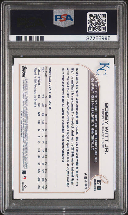Graded 2022 Topps Update Bobby Witt Jr. #US100 Rookie RC Baseball Card PSA 10 Gem Mint