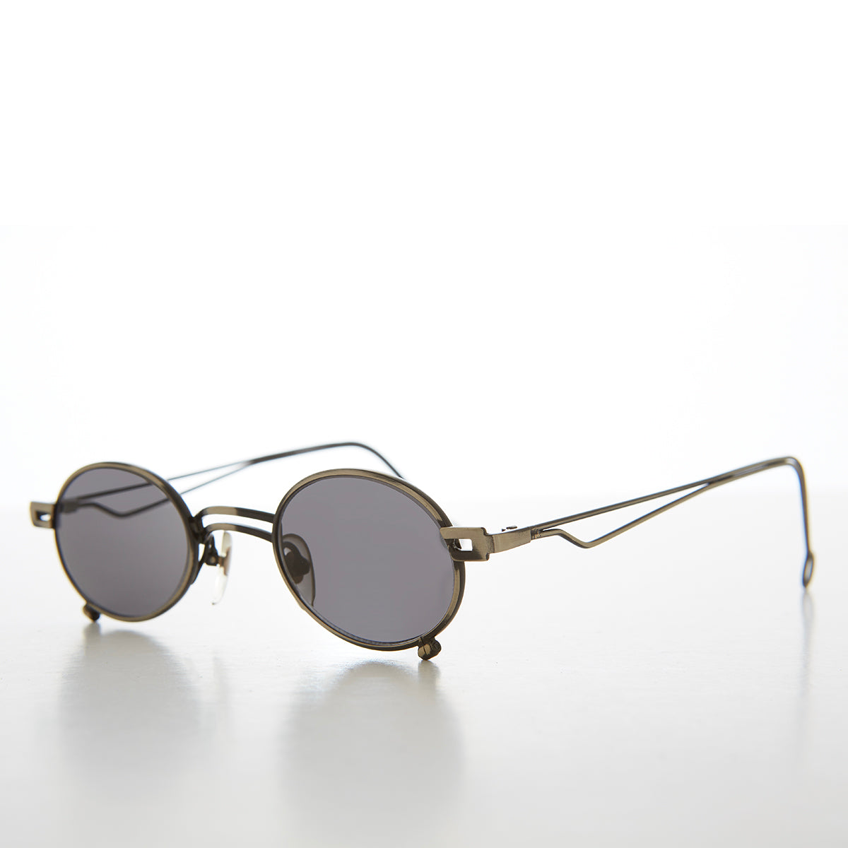 Small Oval 90s Full Metal Steampunk Sunglasses - Azari