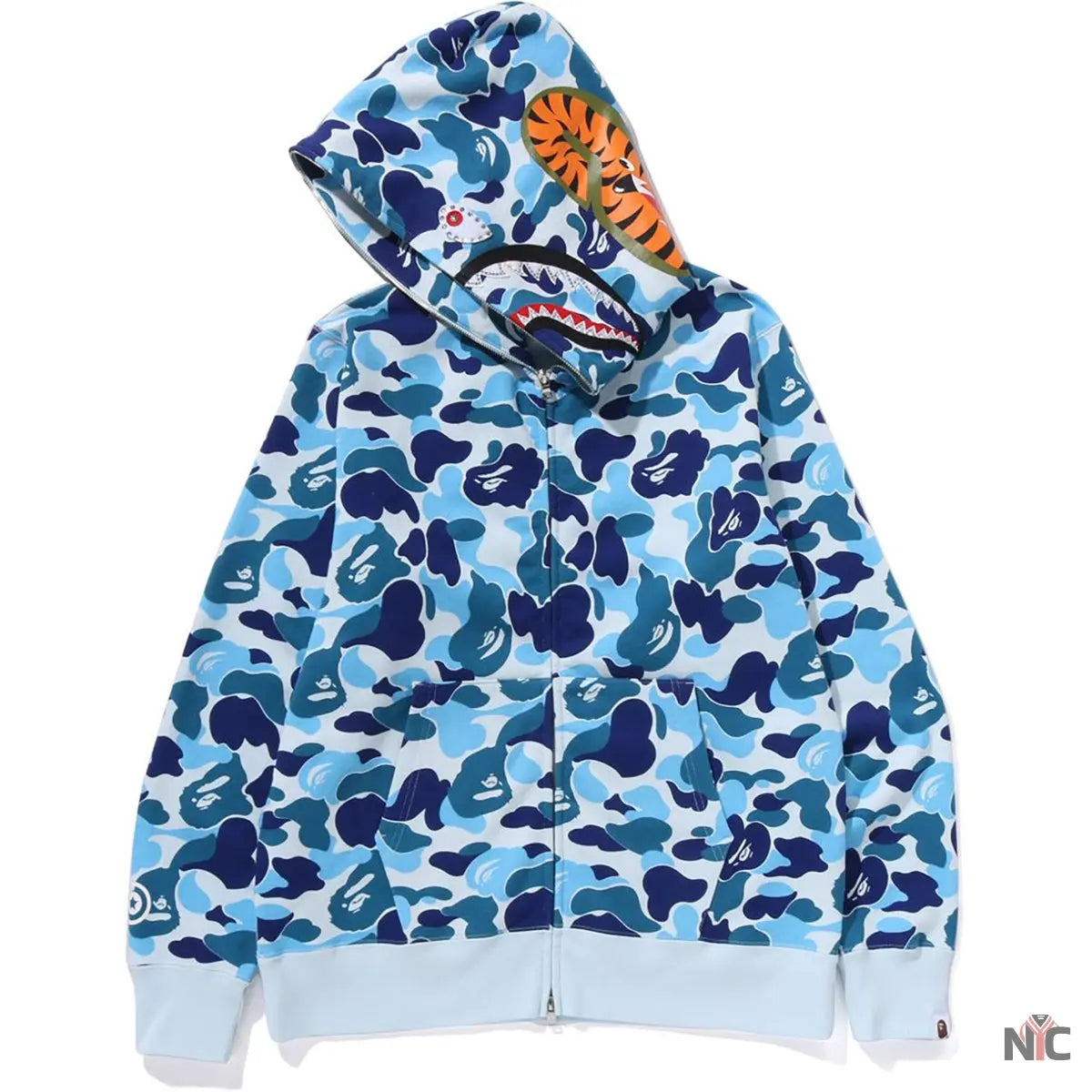 Abc Camo Crystal Stone Shark Full Zip Hoodie Mens