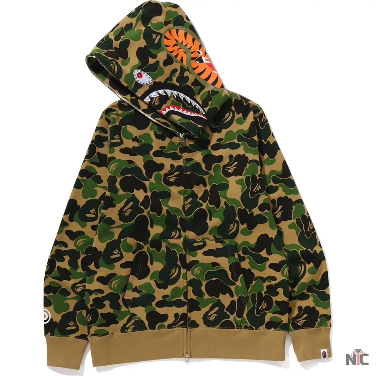 Abc Camo Crystal Stone Shark Full Zip Hoodie Mens